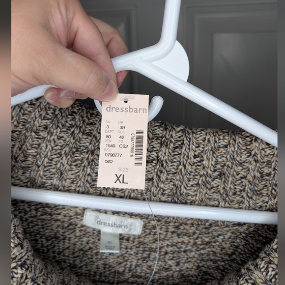 Dressbarn Belted Sweater Short Sleeve Tan Brown Knit Crochet Women's Size XL NWT - Picture 5 of 7